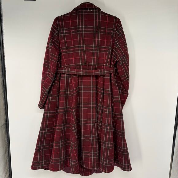 Torrid Burgundy Plaid Trench Coat - Picture 3 of 12